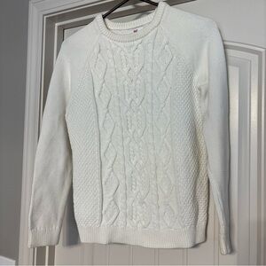 Vineyard Vines White Cable Knit Sweater Fisherman Core Preppy Nautical Small